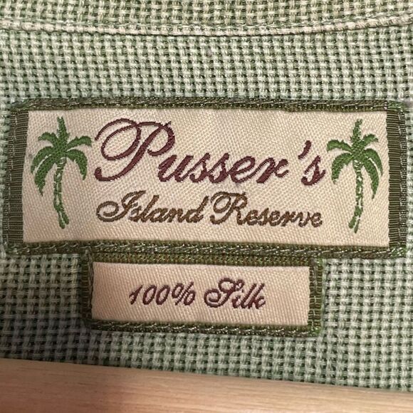 5 for $25🔥Pusser's Island Reserve Green 100% Silk Shirt XXL - Picture 5 of 11